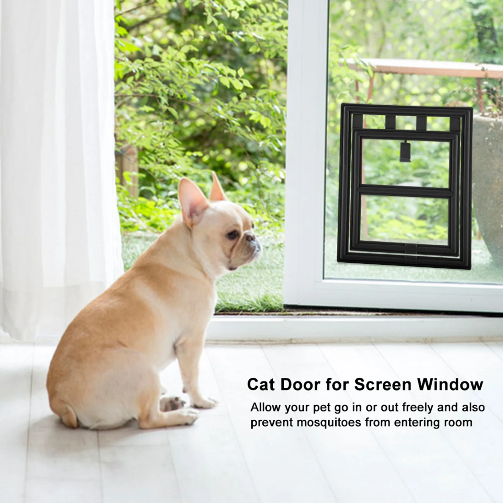 Plastic Pet Dog Puppy Cat Door Locking Safe Flap For Screen Window Gate (White L)