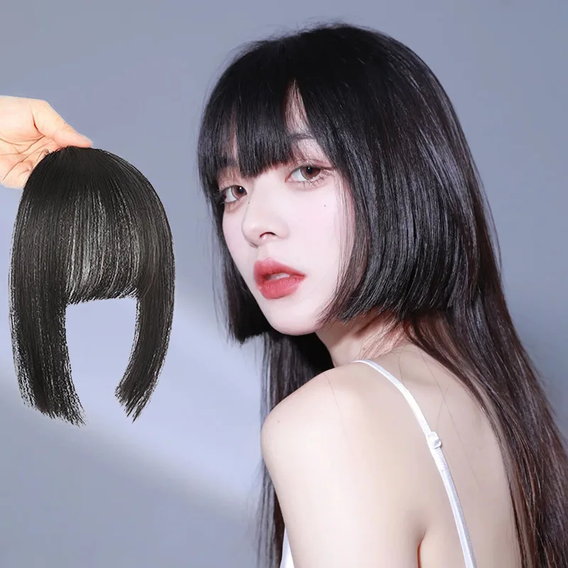 Hime cut Human Hair Blunt Bangs Clip In Human Hair Extension