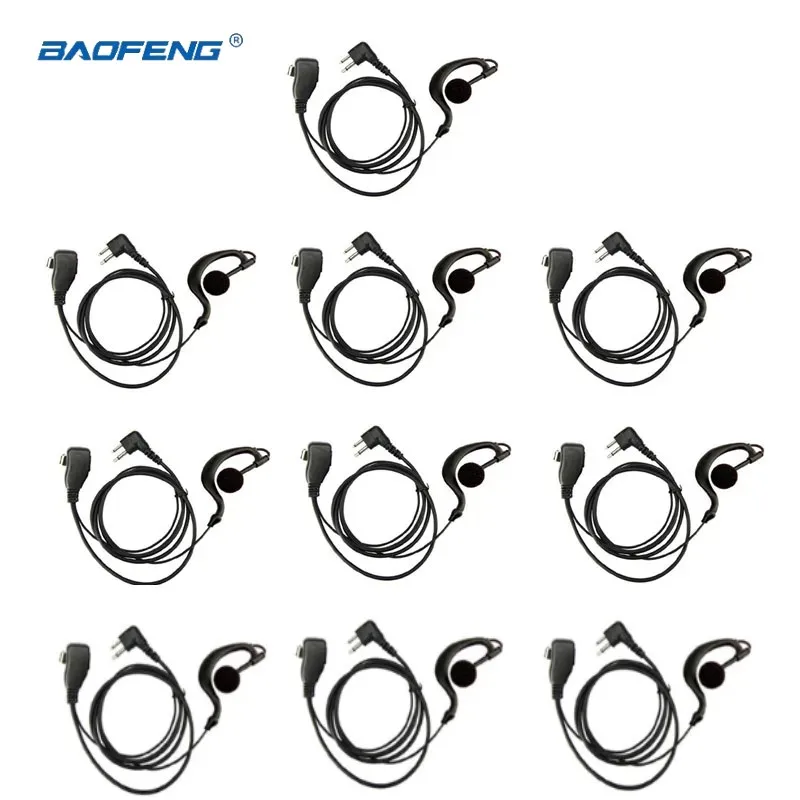 

10pcs 2-pin Ear hook PTT Mic Microphone Headset For Motorola EP450 EP350 CP040 GP300 GP88S GP2000 CP140 CP160 HYT TC-600 Radio