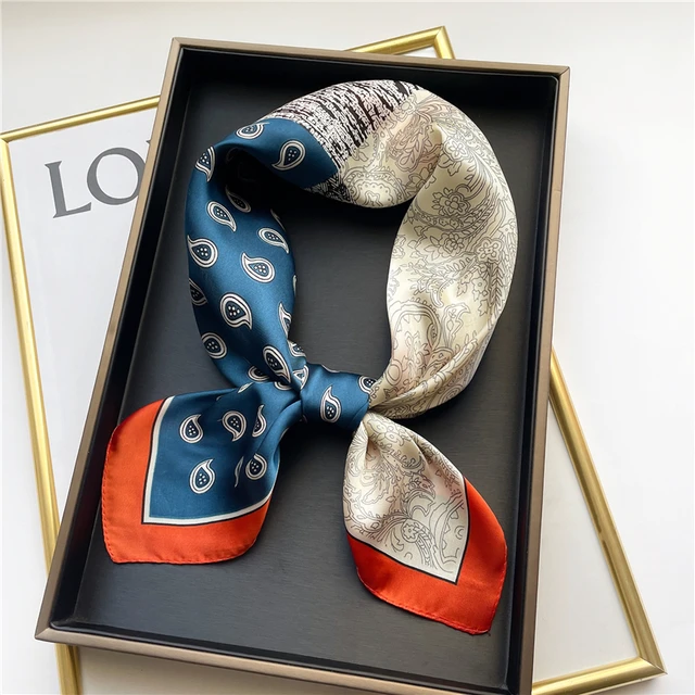 Plaid Silk Square Scarf Women Satin Shawl Wrap Hijab Female Hair Band  Wrist Luxury Headkerchief 70*70cm Echarpe 2022 Bandana FJ485-2