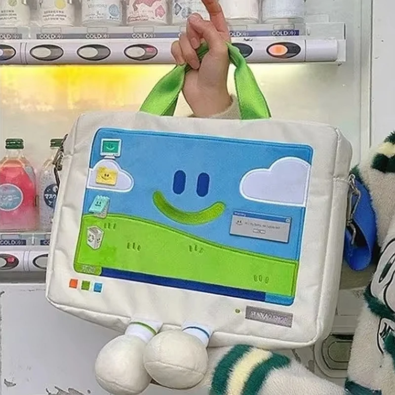 Borsa per computer Borse a tracolla da donna da 13-15 pollici Borsa a tracolla da donna Borse stampate con cartoni animati Borsa per laptop Y2k per studenti Harajuku - immagine 4