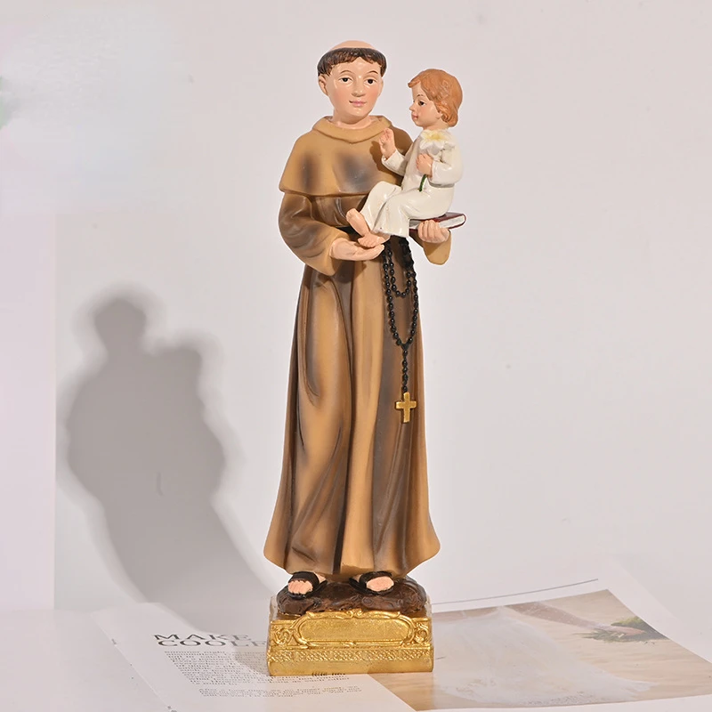1PC Saint Antonio Statue Icon Catholic Saint Family Prayer Ornaments Jesus Christ Home Decoration Resin Crafts christian statue home decor items