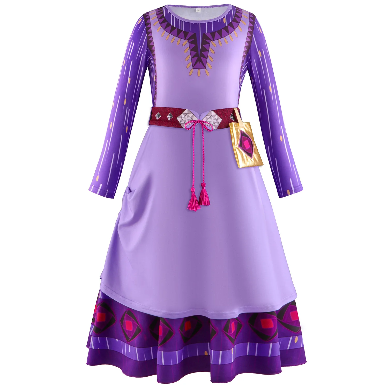 Disney-Costume de princesse Asha pour filles, vêtements de souhait, robe de fête d'anniversaire, cosplay d'Halloween, robe de festival pour tout-petits