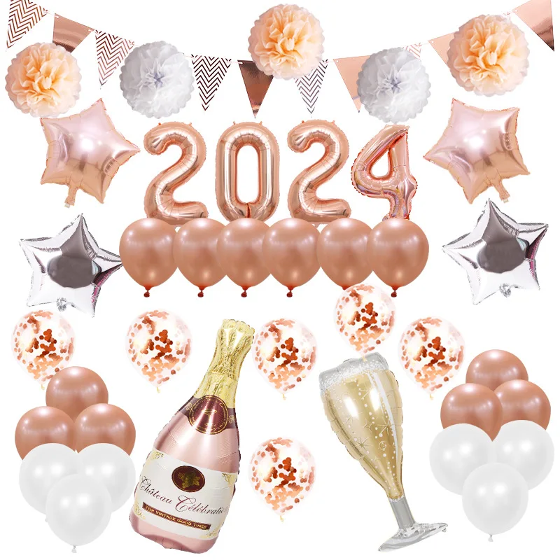 

2024 New Year Huge Numbers Balloon Banner Set Digital Large Helium Foil for Christmas New Year Party Graduation Birthday Decora