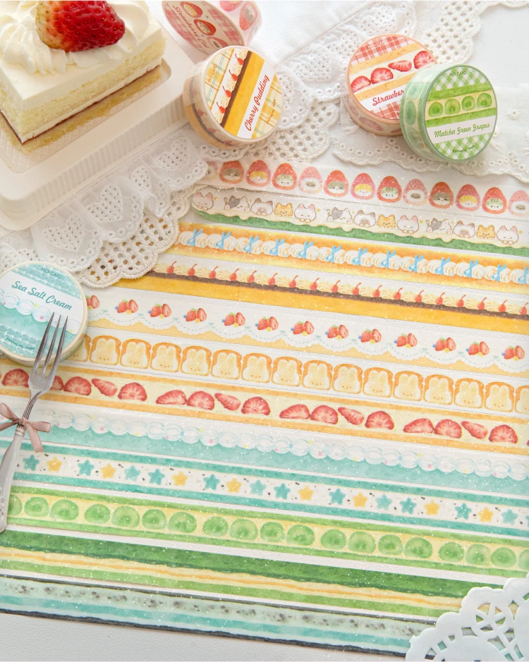 15mm * 2m Ding Ding Cake Shop Serie Kawaii Ins Süßes Dessert Funkelndes Sand Washi Tape DIY Scrapbook Ästhetisches Masking Tape – Detail 1