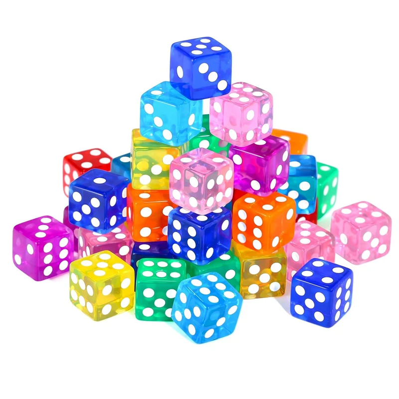 36PCS 16MM Mahjong Transparent Dice Adullts Board Games Acrylic Counting Cubes Party Leisure Time Juegos De Mesa Divertidos 4