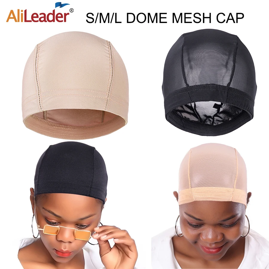 

L/M/S Elastic Mesh Dome Wig Cap for Making Human Hair Wigs Beige Black Spandex Net Glueless Hairnets Wig Liner Mesh Dome Cap