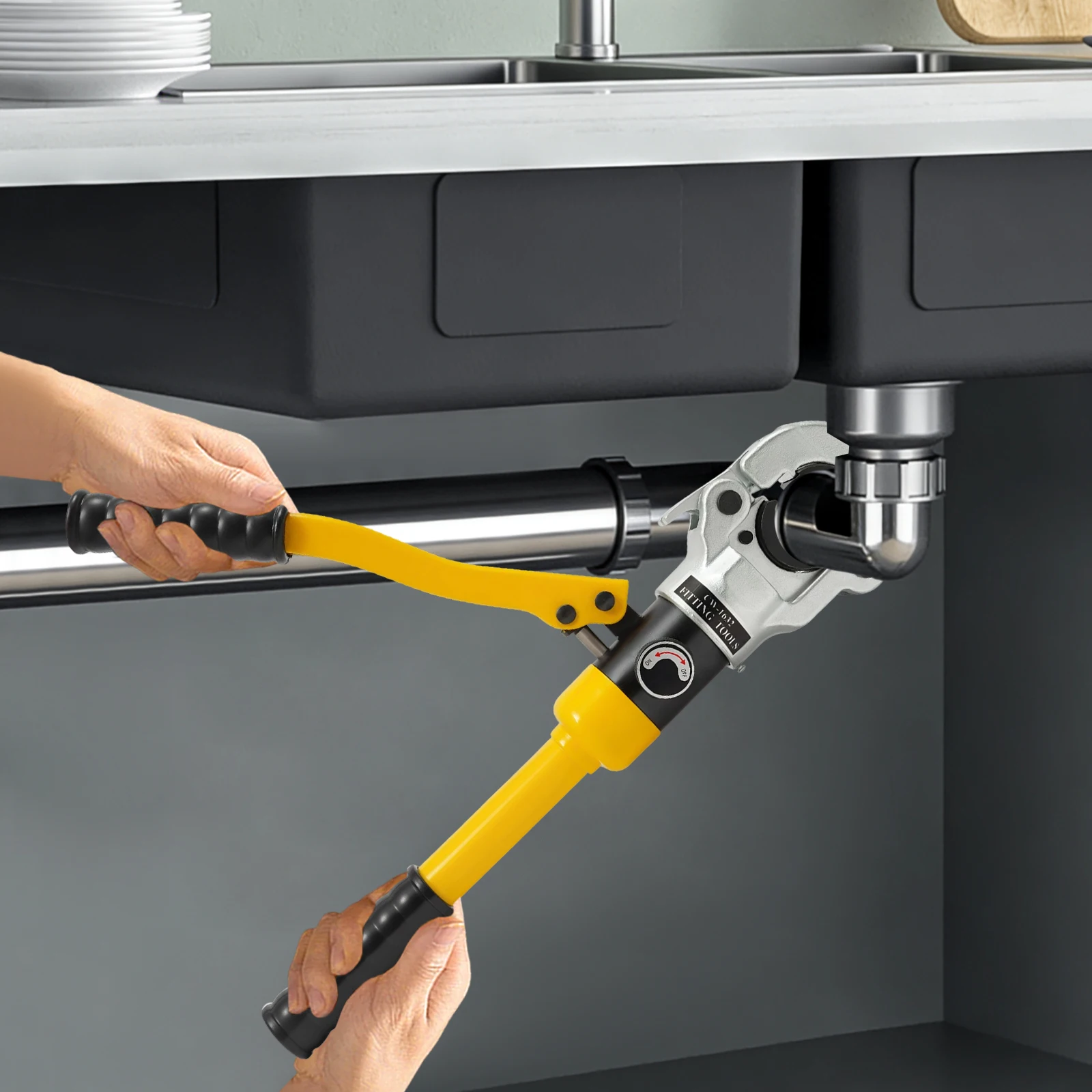 8 Tons Hydraulic Pipe Pressure Pliers, Tube Crimping Tool, TH Type Pipes Crimper, Dies 16, 20, 25, 32 mm for Aluminum-plastic