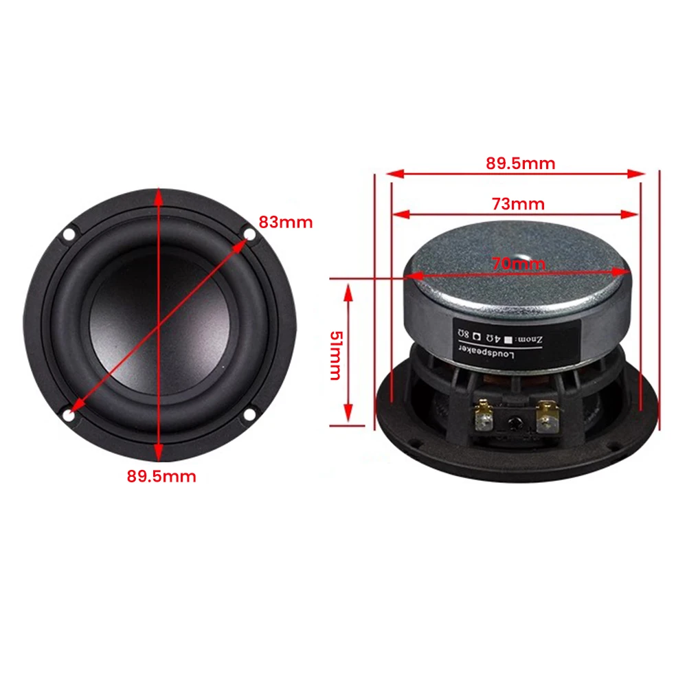 AIYIMA Audio 3 Inch Portable Subwoofer Speaker 60W Power 4 Ohm Big Voice Coil Steel Cannon DIY Sound Bass Loudspeaker Home