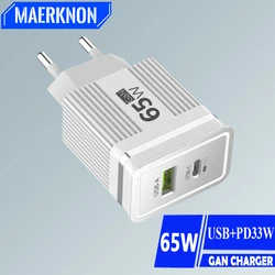 65W GaN Charger USB Type C Mobile Phone Charger Fast Charging Wall Charger High Speed Quick Adapter for iPhone Xiaomi Samsung