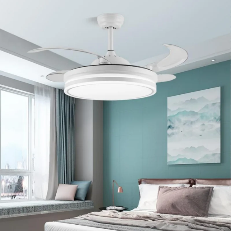LED ceiling fan Modern home with light remote control bedroom decoration ventilation light air invisible blade mute