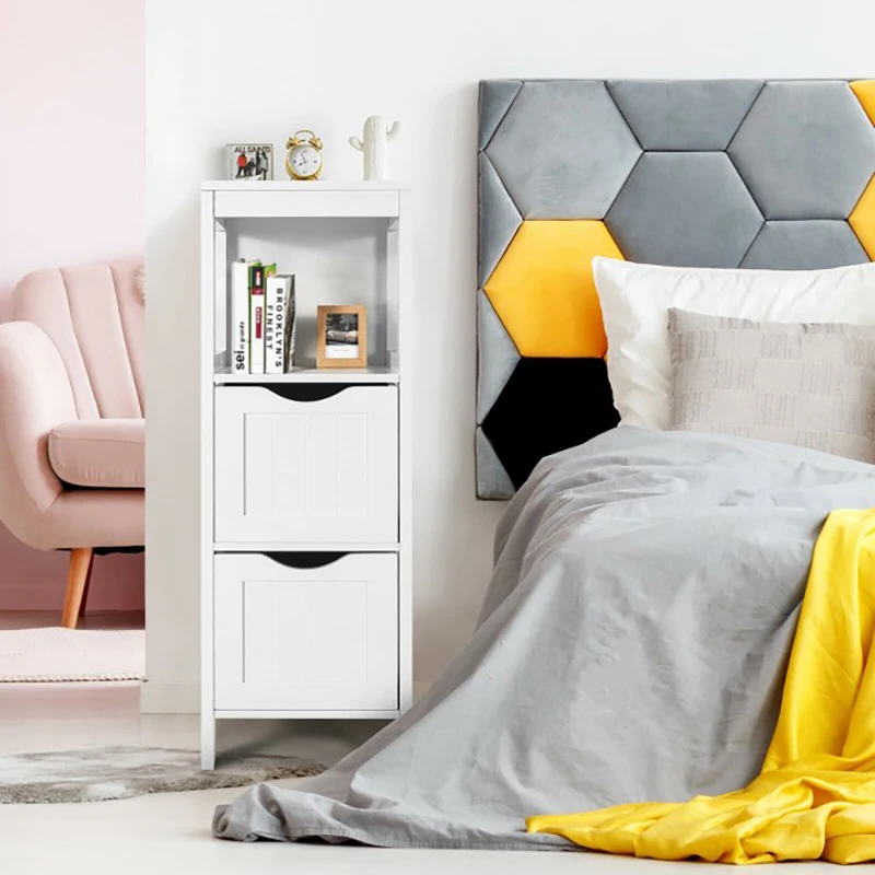 

Freestanding Storage Cabinet with 2 Removable Drawers Book Case Storage Shelf for Bathroom Bedroom Kitchen Living Room