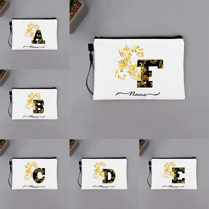 

Women Cosmetic Bag 26 Letters Customized Bridesmaid MakeUp Case Beauty Organizer Wash Pouch Wedding Party Bride Pencil Cases