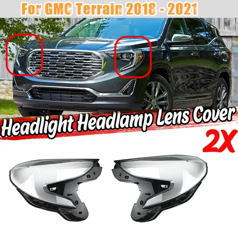 Side For Gmc Terrain 20182021 Car Headlight Lens Cover Front Head