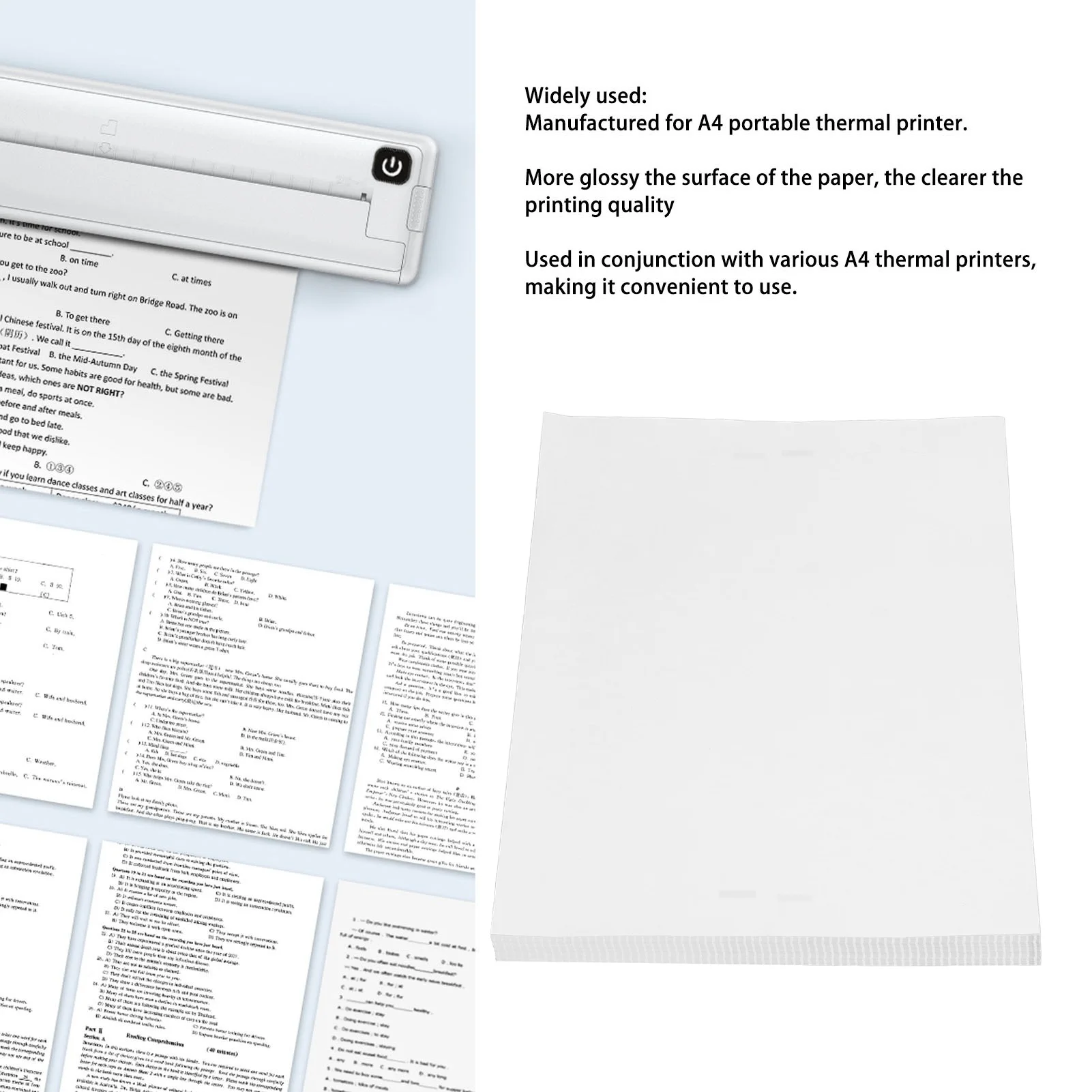 100 Sheets Thermal Paper 210x297mm High Gloss Printing Paper for Proposals Letters Invoices Thermal Printing