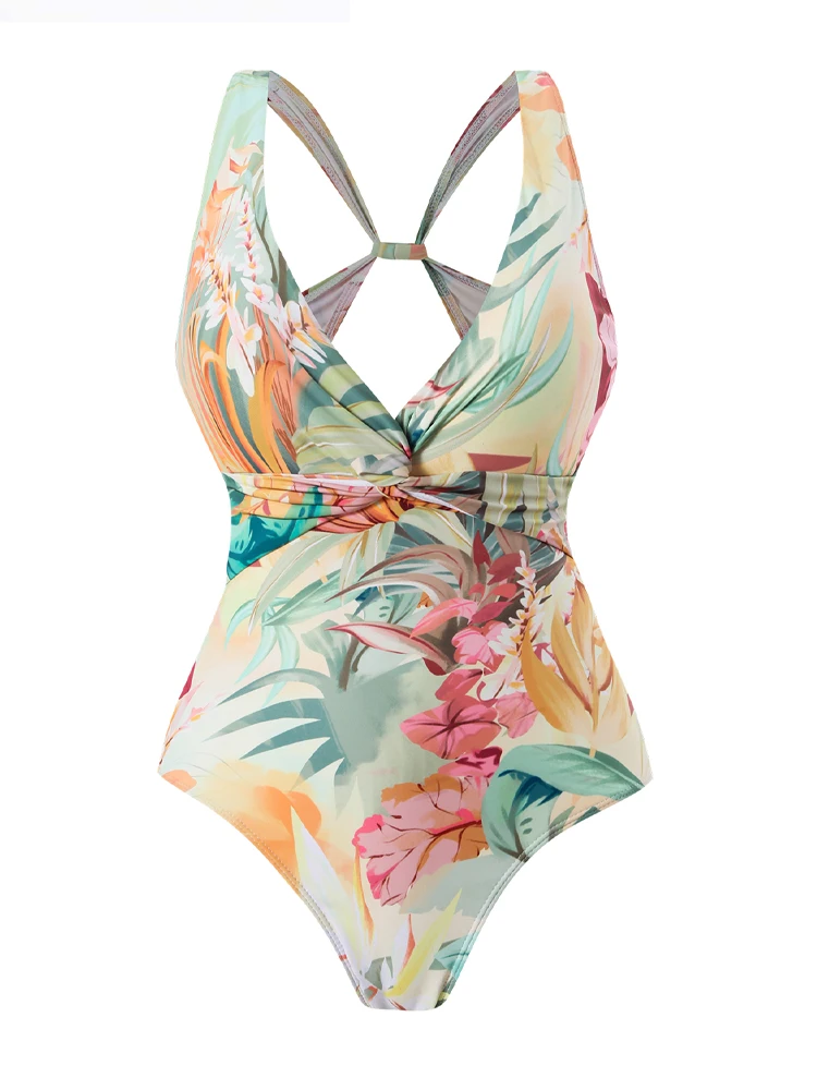 One piece swimsuit Fashion Printed High Waist bikinis sets Women's Swimsuit One Piece Backless Sexy Beach Swimwear for Holidays