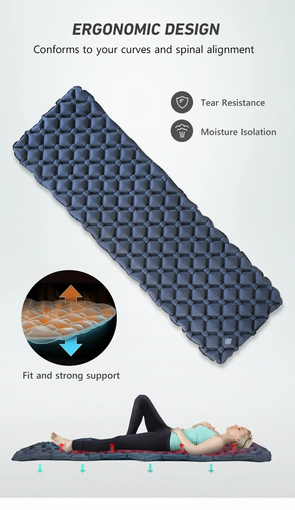 Description Picture 2 of itemWESTTUNE Camping Sleeping Pad Ultralight Inflatable Mattress Portable Outdoor Air Cushion Sleeping Mat for Travel Hiking