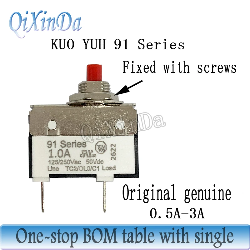 Kuoyuh 91 series 0.5A 0.75A 1A 1.25A 1.5A 1.75A 2A 2.5A 3A Miniature Circuit breaker Overload protector switch