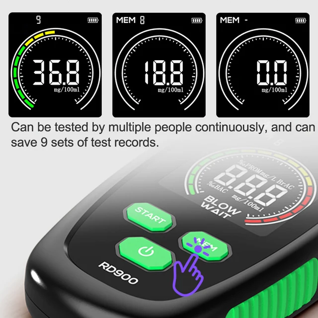 ZBK Éthylotest à Affichage LED Automatique - Testeur D'alcool Professionnel - Rechargeable - Outils De Test D'alcool