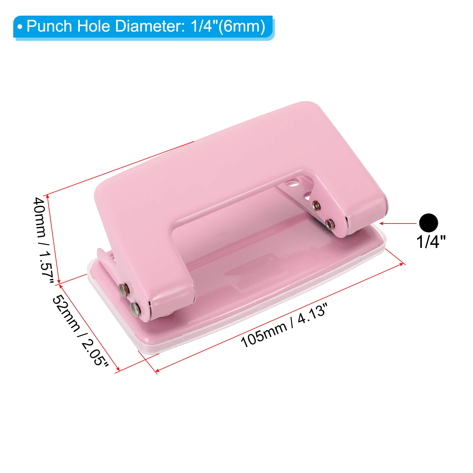 1/4" 2-Hole Puncher Double Hole Punch Manual Puncher Portable Office Binding Supplies Journal Scrapbook Hole Punch Stationery