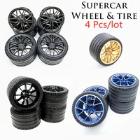 4Pcs/lot Building Blocks 37383 68577 23800 Wheel And 23799 Tire For Supercar Compatible DIY Bricks Parts High-Tech Kid Toys 1