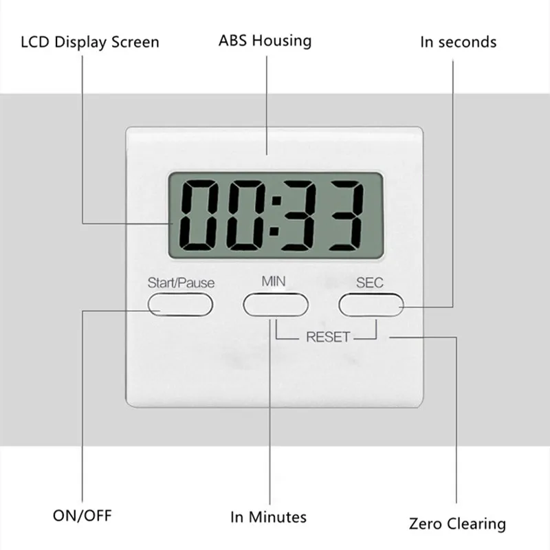 Magnetic Digital Kitchen Countdown Timer – LCD Display Cooking Gadget
