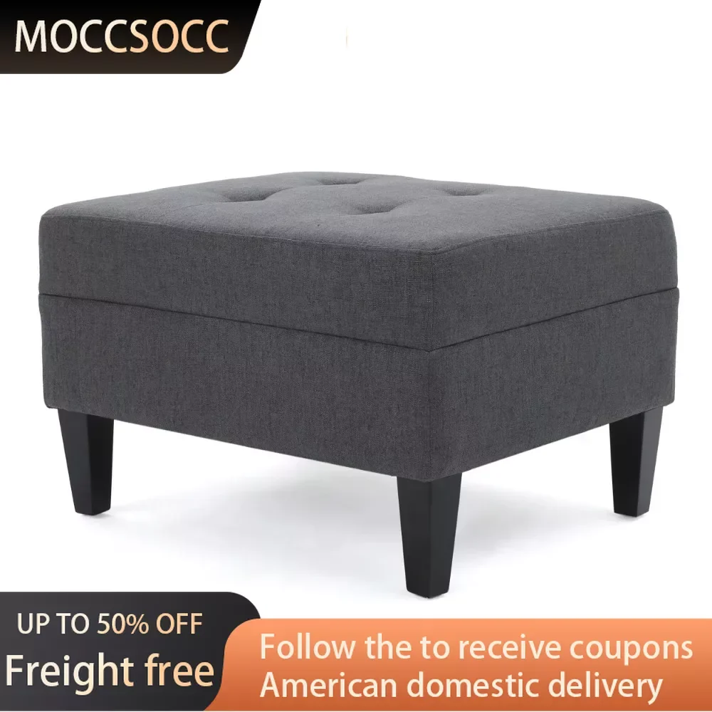 

Fabric Tufted Ottoman Furniture Dark Grey Freight Free Stools & Ottomans Living Room Home