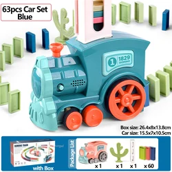 Colorful Automatic Domino Train Set - Educational Toy Gift (63pcs Car Set-Blue)