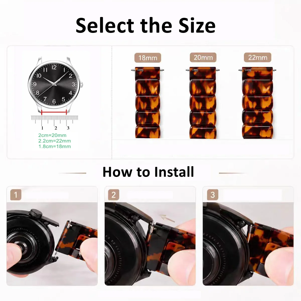 Universal Resin Quick Release Elastic Watch Strap - 18/20/22mm