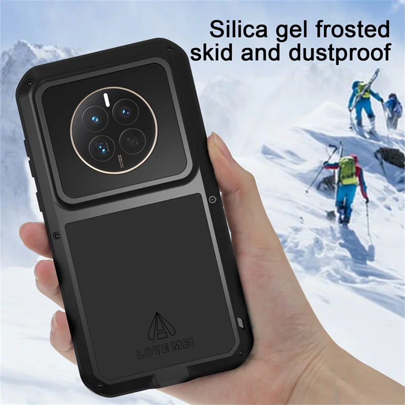 Love Mei Phone Case Silicone Military Grade Metal Protective Cover Shockproof and Dustproof for Huawei P60 P60pro P60art