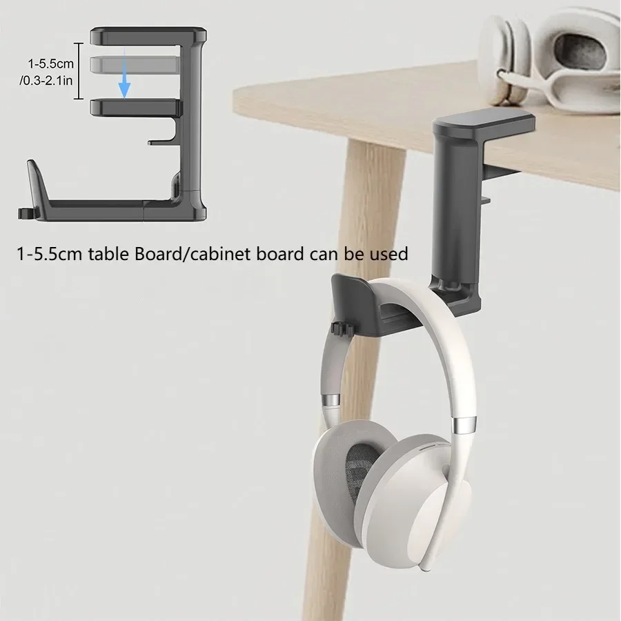 New No Punch Table Clip Hook Headphone Holder 360 Degree Rotating Headphone Holder Storage Hanging For Bose Sony Airpods Max