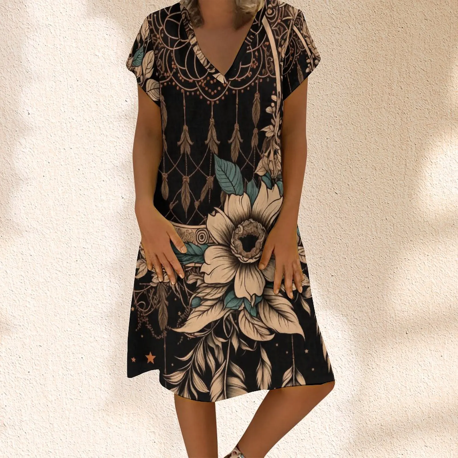 

Summer Women's Sexy Dress Casual Fancy Women's Dress Crescent Moon Dreamcatcher Print Sexy Prom Dresses 2023