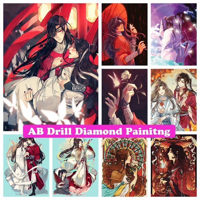 Heaven Official's Blessing AB Diamond Painting Kits Anime Tian Guan Ci Fu  Mosaic Art Crimson Rain Sought Flower Scenery Decor