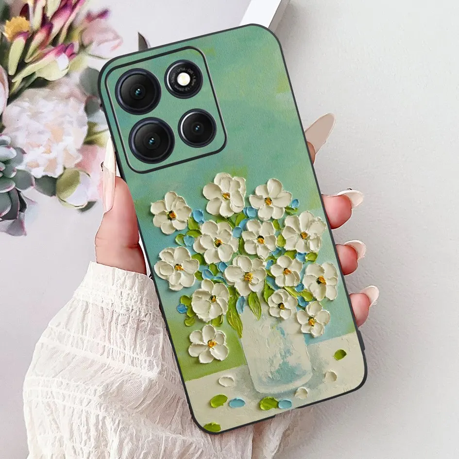 Floral Bamboo Cat Cartoon Soft Silicone Back Cover