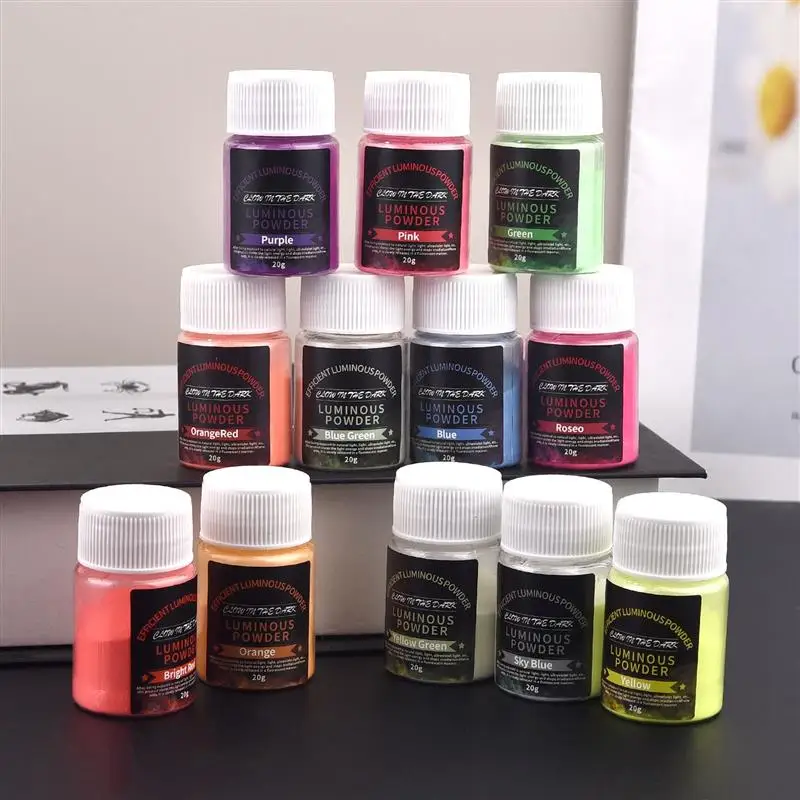 Luminous Powder Pigment 20g/Bottle Resin Pigment DIY Epoxy Resin Mold Nail Art Glitter Powder Glow In The Dark Jewelry Making Supplies