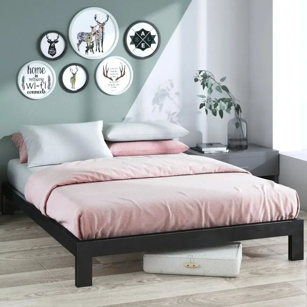 Queen Size Bed Frame, Heavy Duty Steel Slat Support, Ample Under-Beds Storage, Queen Size Bed Frame