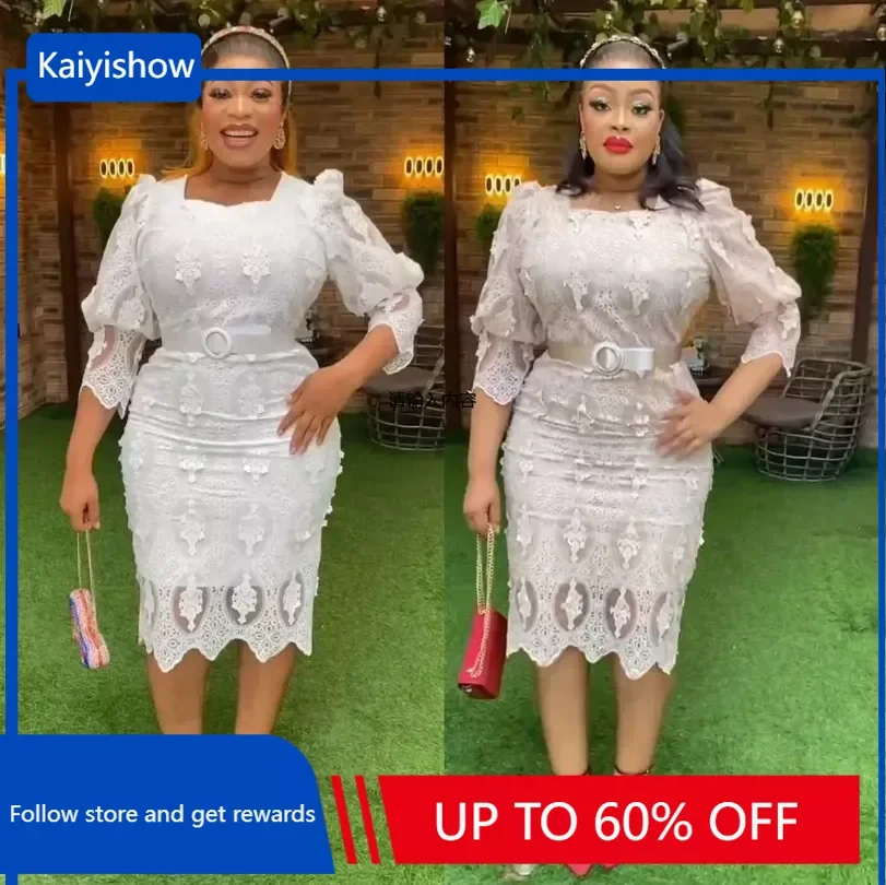 

2024 African Party Dresses for Women Dashiki Ankara Lace Wedding Evening Gown Sexy Plus Size Bodycon Maxi Robe Africa Clothing