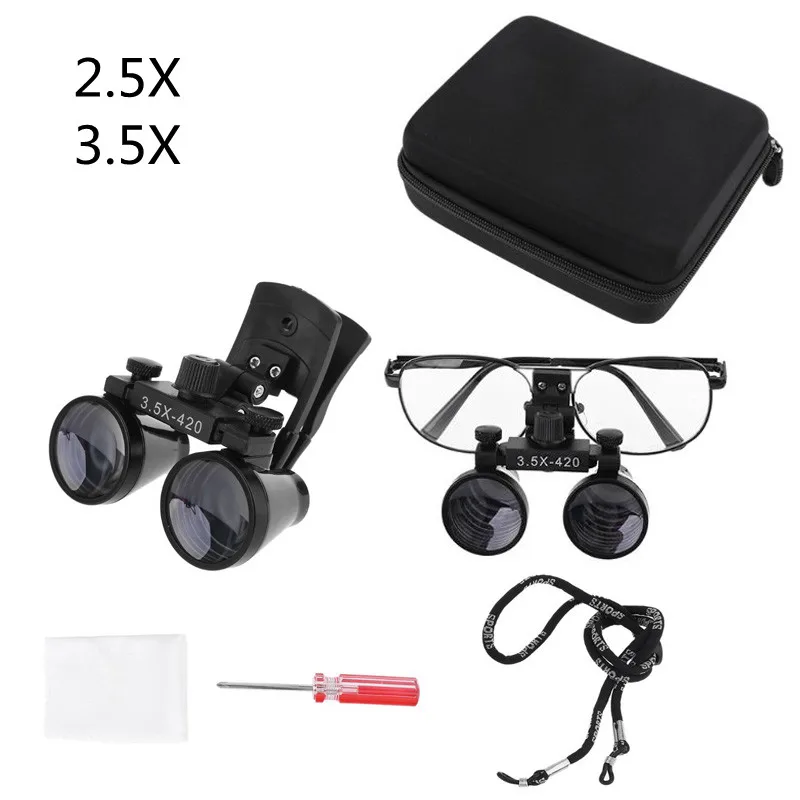 2.5X 3.5X Loupe Binocular Magnifier Loupes with Eyeglasses Goggles/Clip  Metal Frame with Storage Pouch Gift Supplies AliExpress