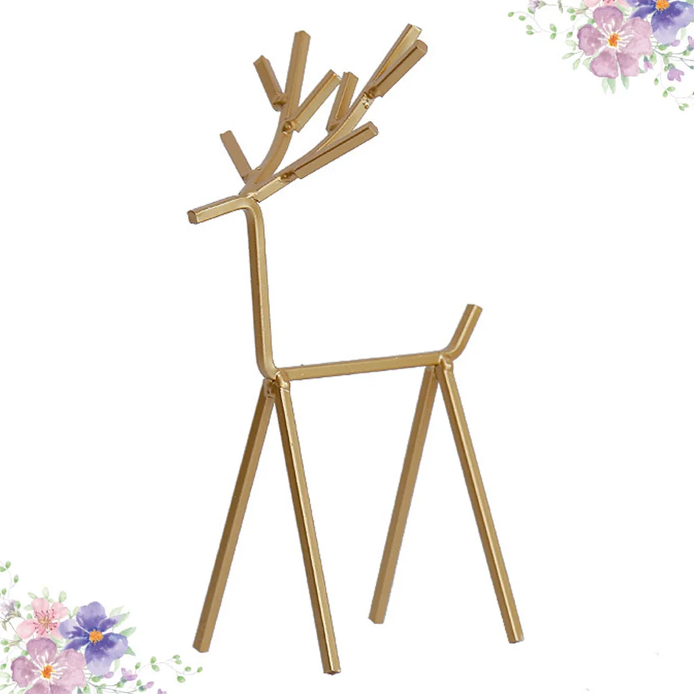 

Iron Jewelry Rack Deer Ornaments Metal Decor Desk Topper Shape Furnishing Articles Decorations Craft Desktop