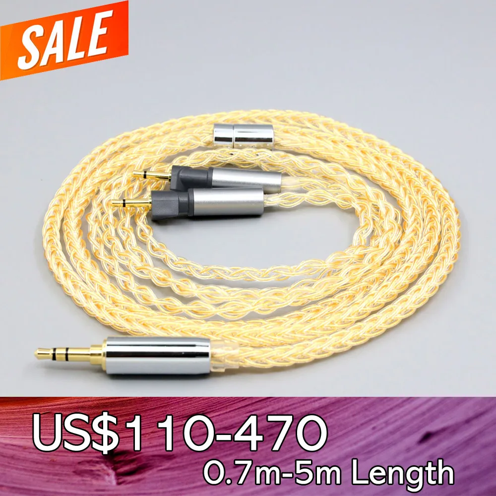 

8 Core 99% 7n Pure Silver 24k Gold Plated Earphone Cable For Abyss Diana v2 phi TC X1226lite 1:1 headphone pin LN008430