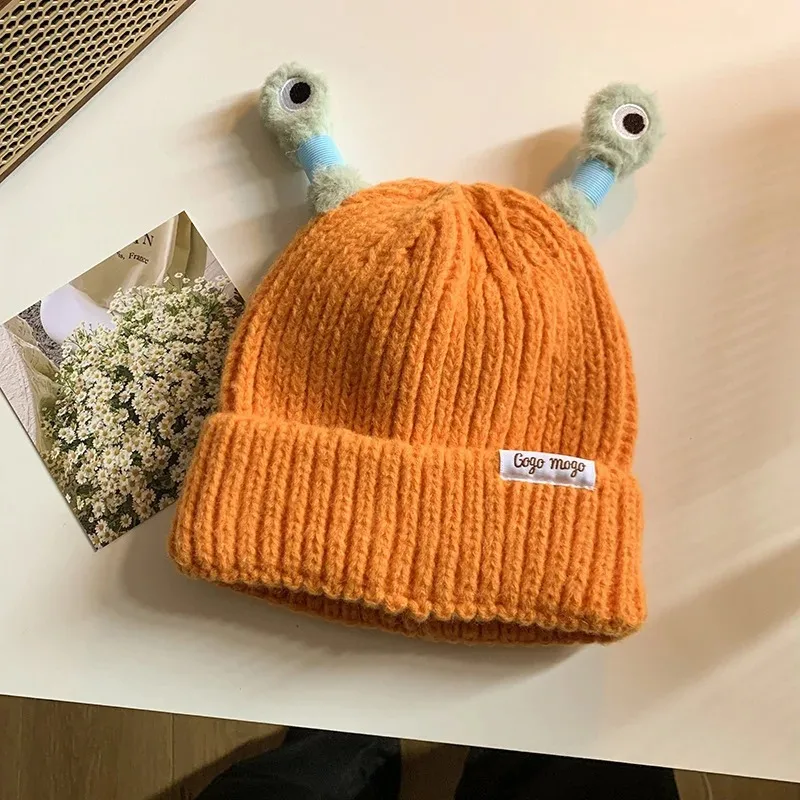 Niedliche Cartoon-Monster-Mütze mit leuchtenden Tentakeln, gestrickte Eltern-Kind-Modelle, warme Wollmütze mit leuchtenden Augen, Beanie-Monstermütze – Detail 12