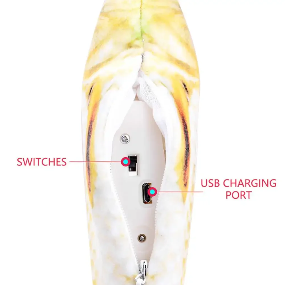 Cat USB Charger Toy Fish Interactive Electric Floppy Fish Cat Toy Realistic Pet Cats Chew Bite Toys Pet Supplies Cats Dog Toys
