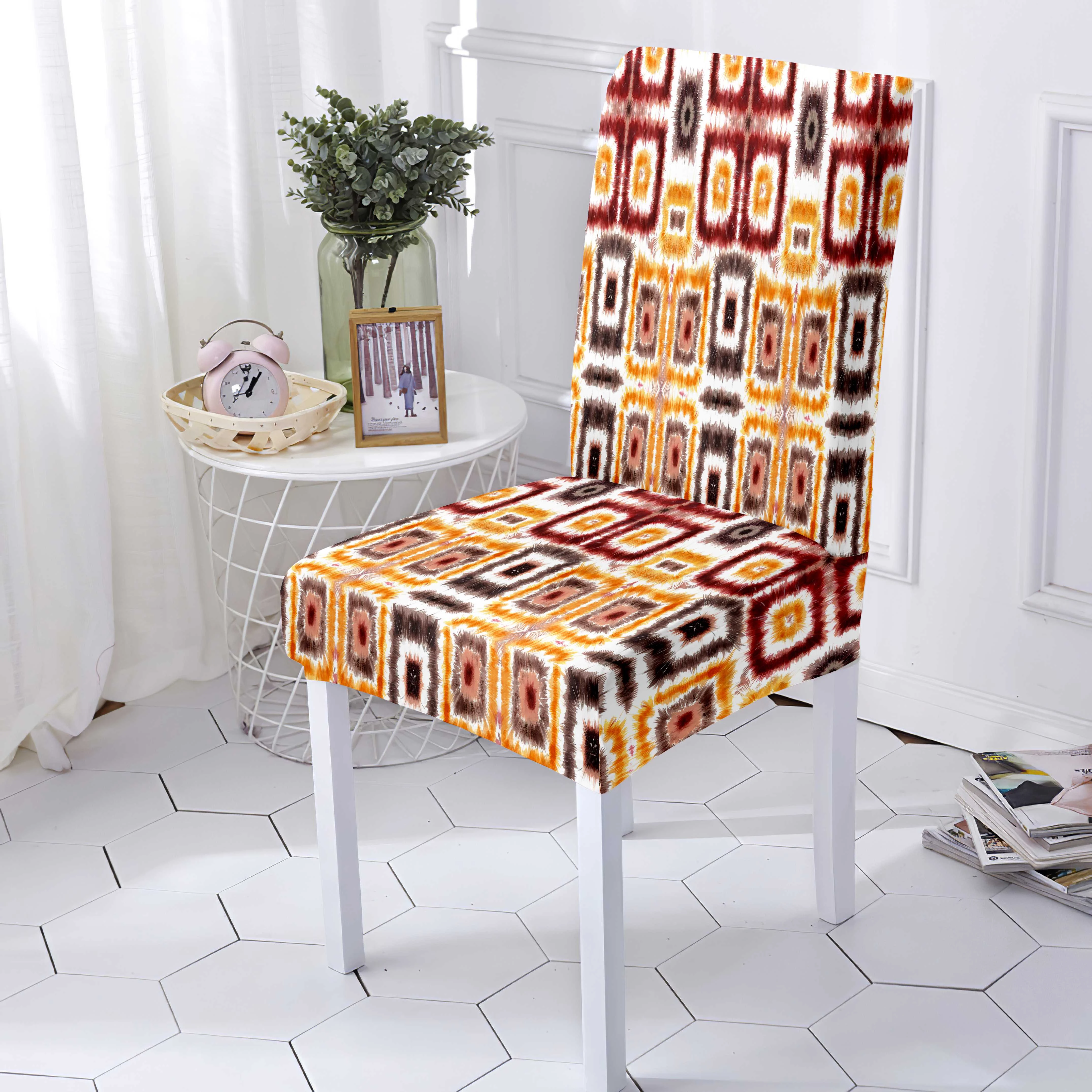 Fundas elásticas para sillas de comedor, cubiertas para asientos de bohemio estampado de flores| | -