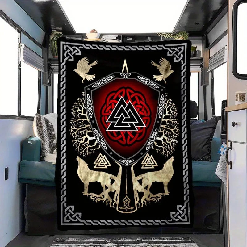 Viking Rune Ultra-Soft Plush Throw Blanket Fabric Perfect for At Home Office Car and Camping Vibrant Colors Durable Easy To Care 2