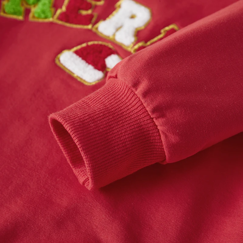 Baby Girls Boys Christmas Jumpsuit Long Sleeve Crewneck Letter Embroidery Sweatshirt Romper