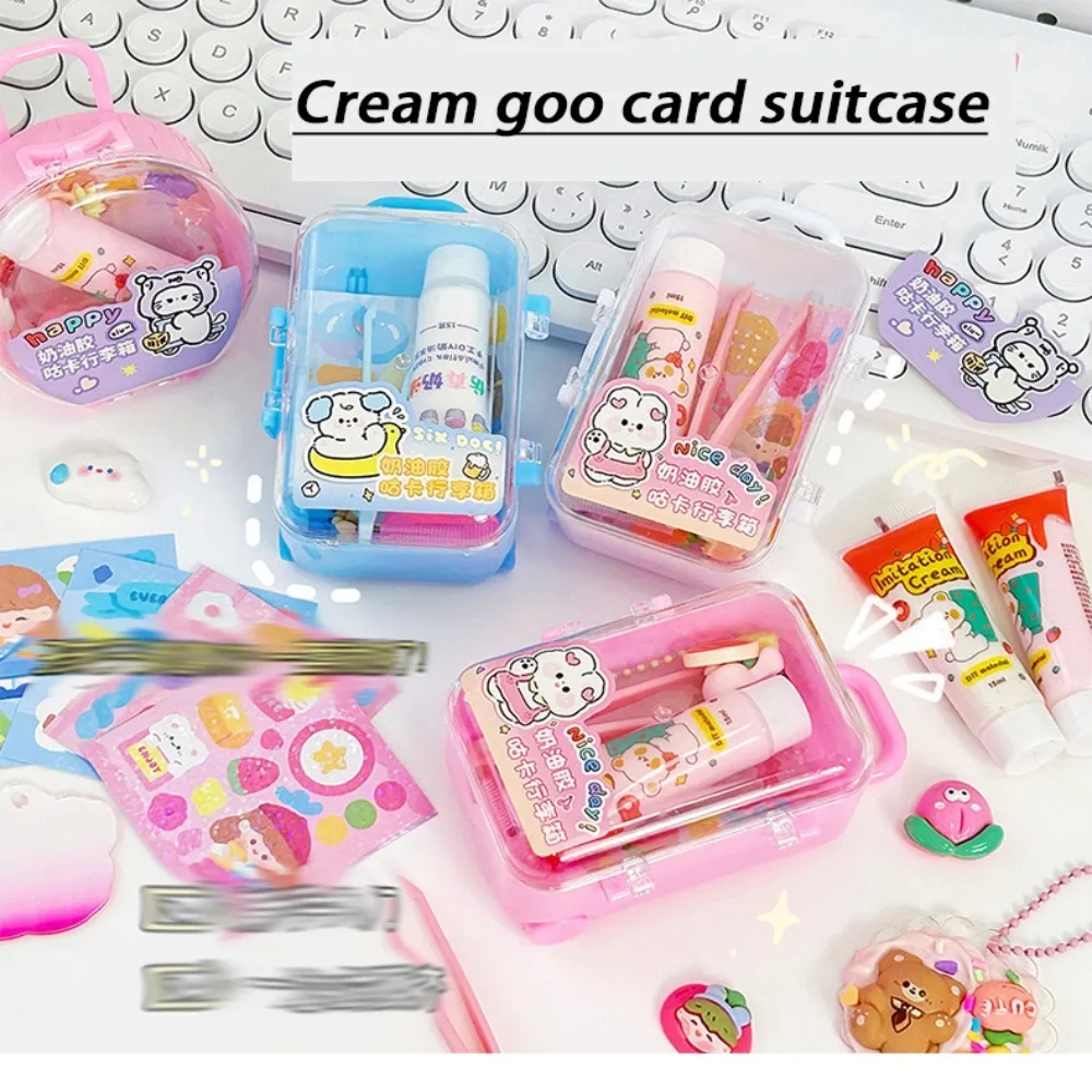 

1set DIY Card Cream Glue Gift Box Handmade Cartoon Goo Card Stickers Suitcase Decorative Kawaii Scented Cream Glue Gift