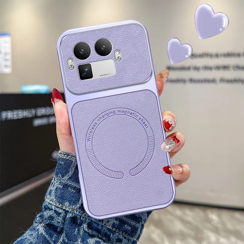 Ultra-Thin PU Leather Magnetic Anti-Drop Case with Wireless Charging Compatibility