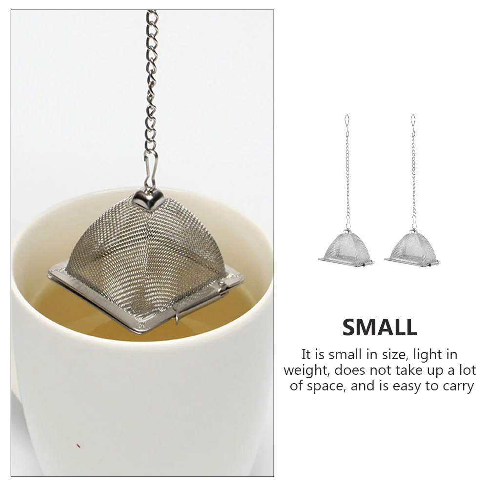 2 Pcs Stainless Steel Tea Strainer Pyramid Tea Infuser Reusable Leaf Filter Holder Small Kitchen Dining Bar Strainers