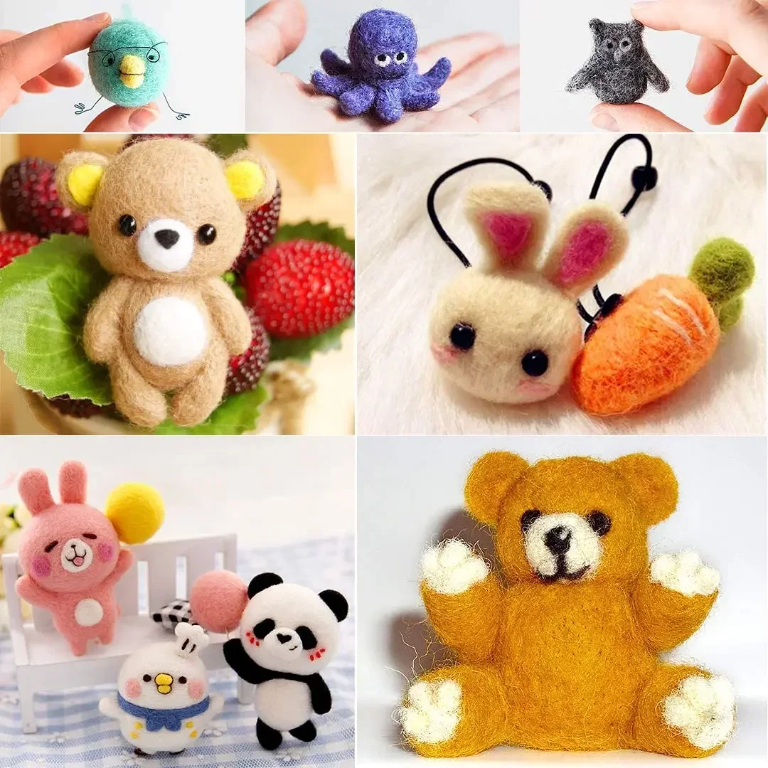 Needle Felt Kit 109PCS Set Wool Roving 36 Colors with Felt Tools and Storage Box for DIY Craft
