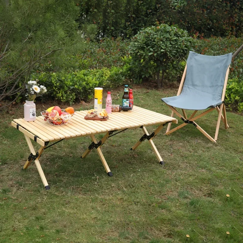 

SH Aoliviya Official New Outdoor Folding Table Egg Roll Table round Picnic Table Solid Wood Table Spot Portable Table and Chair